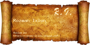 Rozman Ixion névjegykártya
